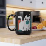 Cute Space Cats 15oz Black Coffee Mug — Cat in Bread & Galaxy Cat Design
